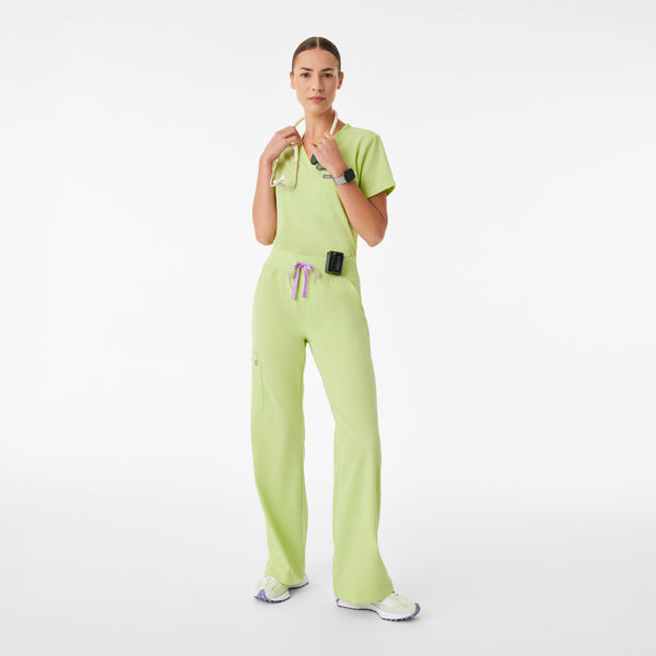 women's Sea Mist High Waisted Isabel Wide Leg - Scrub Pant