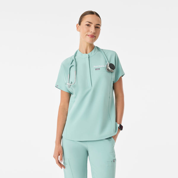 women's Seaglass Montex - Mock Neck Scrub Top