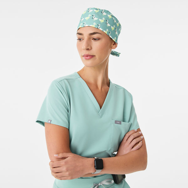 Seaglass Ducktor Print Modern - Classic Scrub Cap Buttonholes