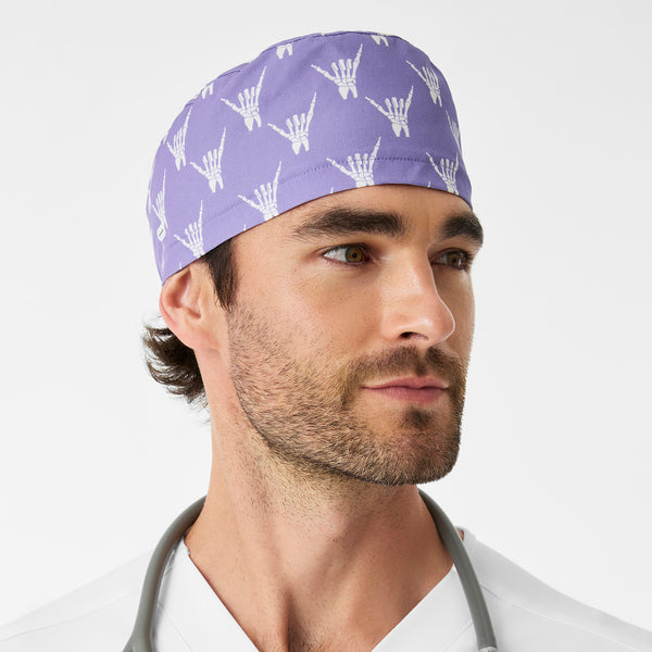 Amethyst Bone Print FIGS Scrub Cap With Buttonholes