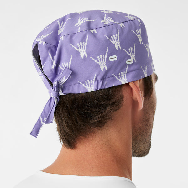 Amethyst Bone Print FIGS Scrub Cap With Buttonholes