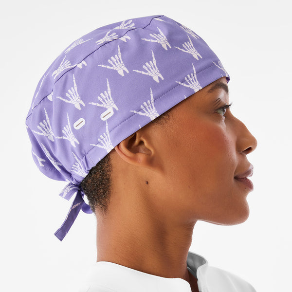 Amethyst Bone Print FIGS Scrub Cap With Buttonholes
