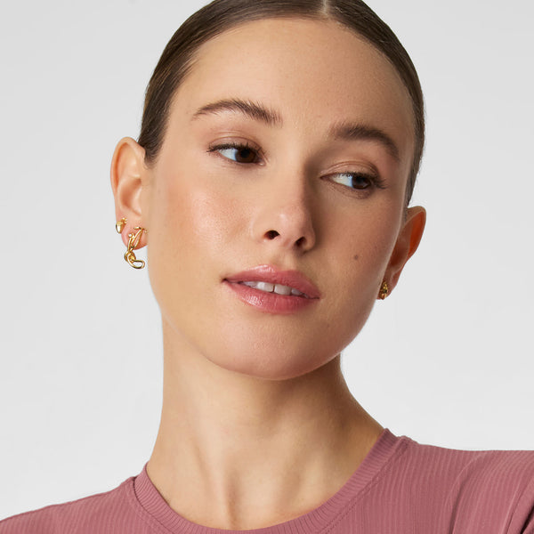 Gold Stethoscope Knot Stud Earrings