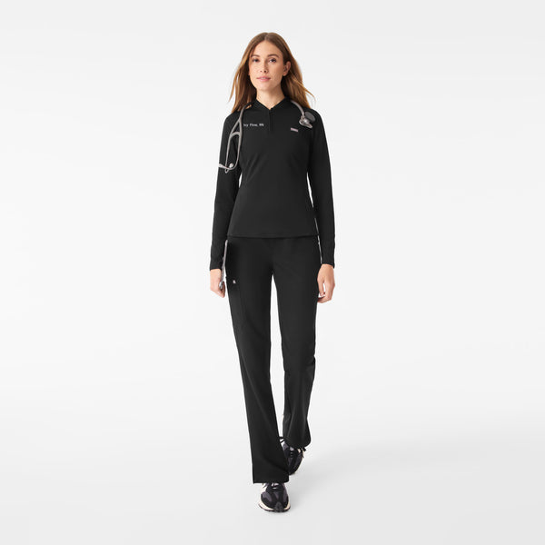 Women's Black Bree FlexKnit - Slim Long-Sleeve Scrub Top