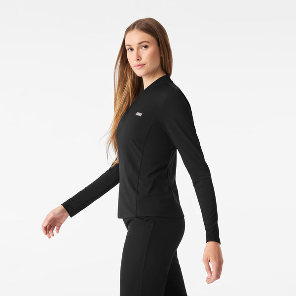 Women's Black Bree FlexKnit - Slim Long-Sleeve Scrub Top