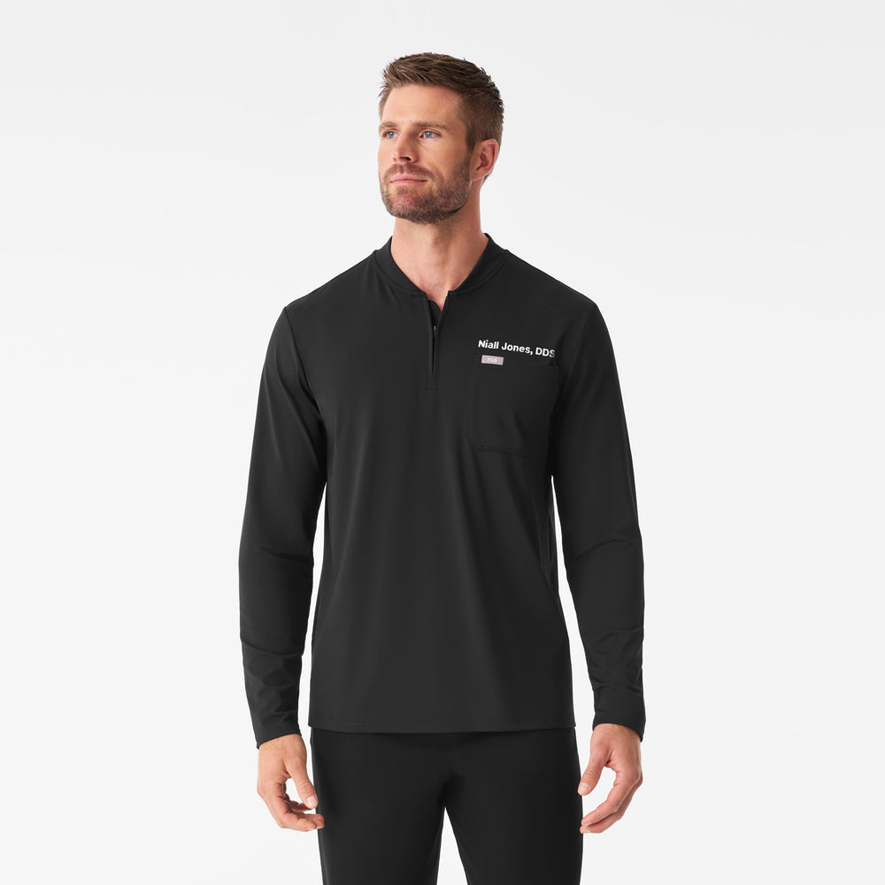 Men's Black Dawes FlexKnit - ¼ Zip Long-Sleeve Scrub Top