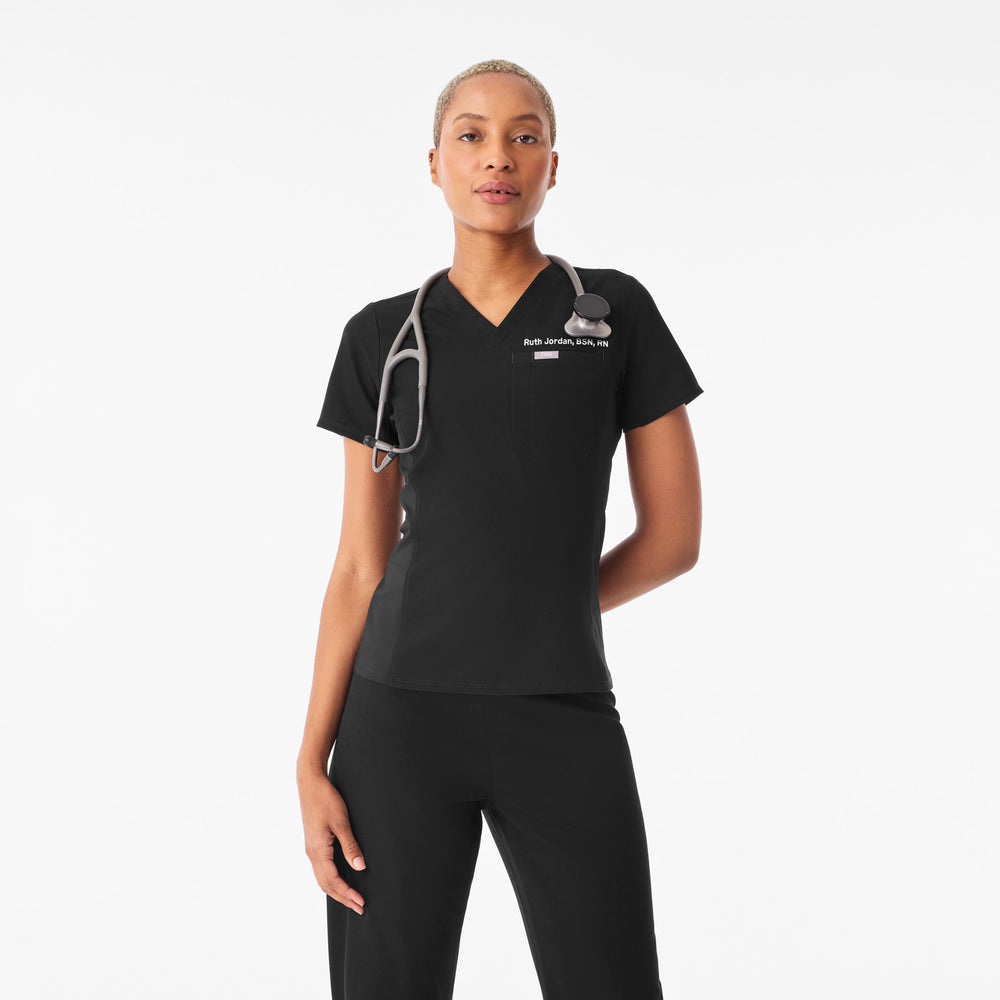 Women's Black Everly Slim V-Neck - Scrub Top
