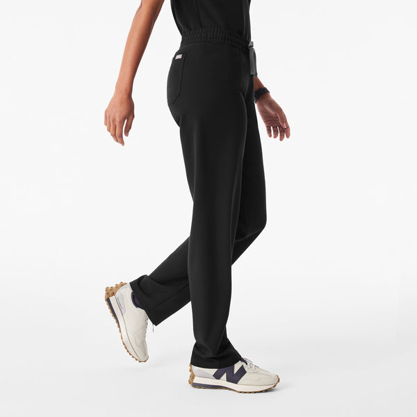 Women's Black Livingston Ruched Mid-Rise - Petite Straight-Leg Scrub Pant™