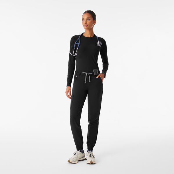 Women's Black Zamora Ruched Mid-Rise - Tall Jogger Scrub Pant™