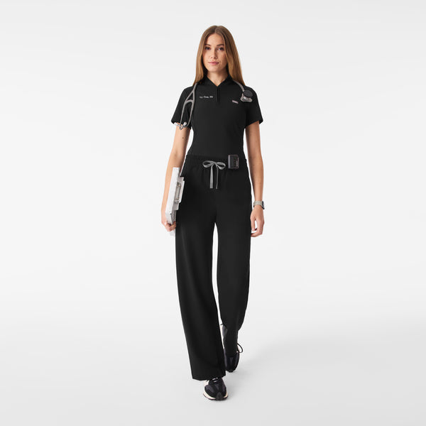 Women's Black Roslyn Mid-Rise Wide-Leg - Tall Scrub Pant