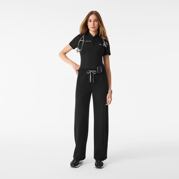 Women's Black Roslyn Mid-Rise Wide-Leg - Tall Scrub Pant