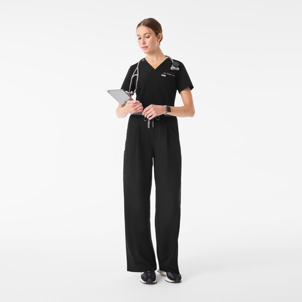 Women's Black Shelby Ultra-High-Rise Wide-Leg - Scrub Pant
