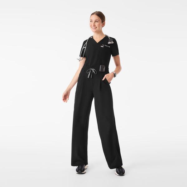 Women's Black Shelby Ultra-High-Rise Wide-Leg - Scrub Pant