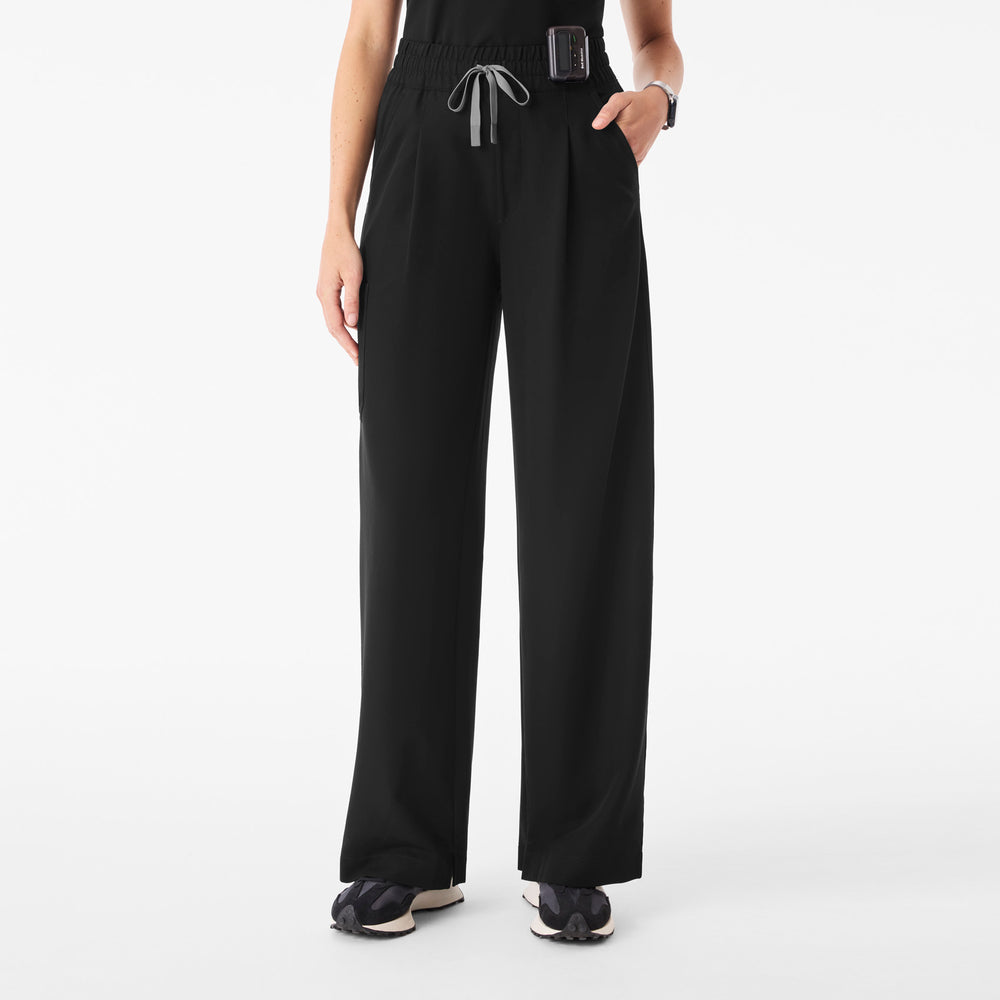 Women's Black Shelby Ultra-High-Rise Wide-Leg - Scrub Pant