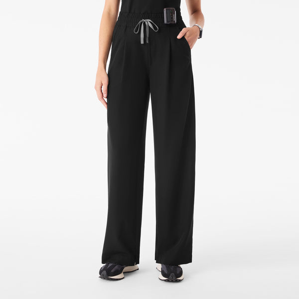 Women's Black Shelby Ultra-High-Rise Wide-Leg - Scrub Pant