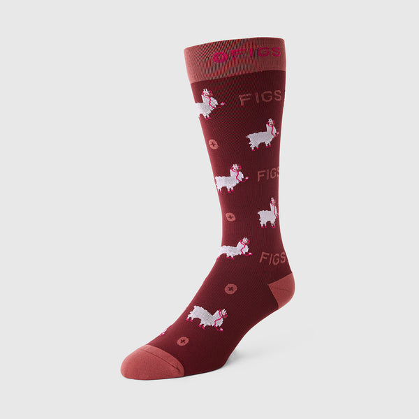 Unisex Burgundy Trauma Llama - Compression Socks
