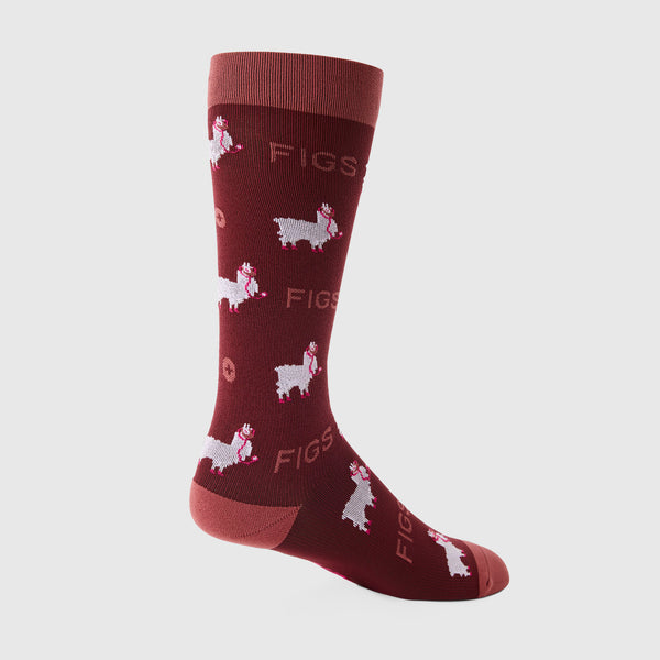 Unisex Burgundy Trauma Llama - Compression Socks