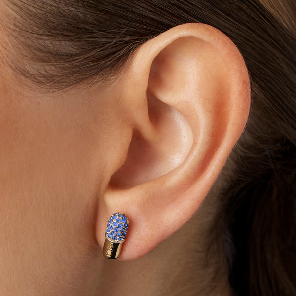 Gold Chill Pill Pavé Stud Earrings - Winning Blue