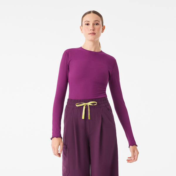 Women's Light Deep Purple Lacey Ruffle - Long-Sleeve Underscrub