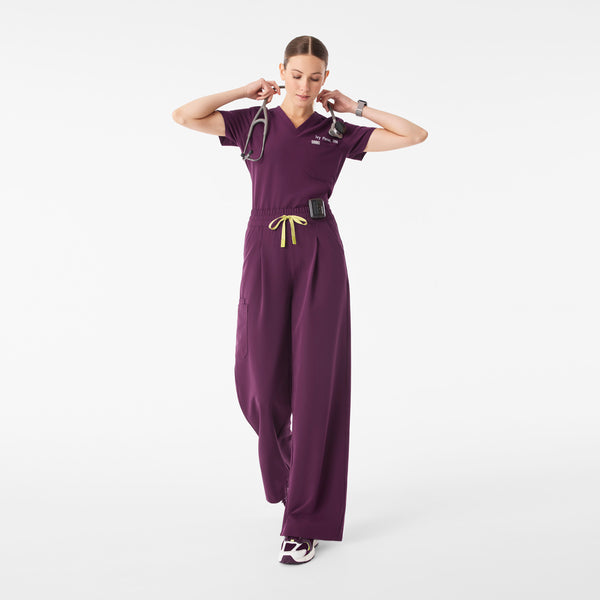 Women's Deep Purple Ultra-High-Rise Shelby Wide-Leg - Petite Scrub Pant