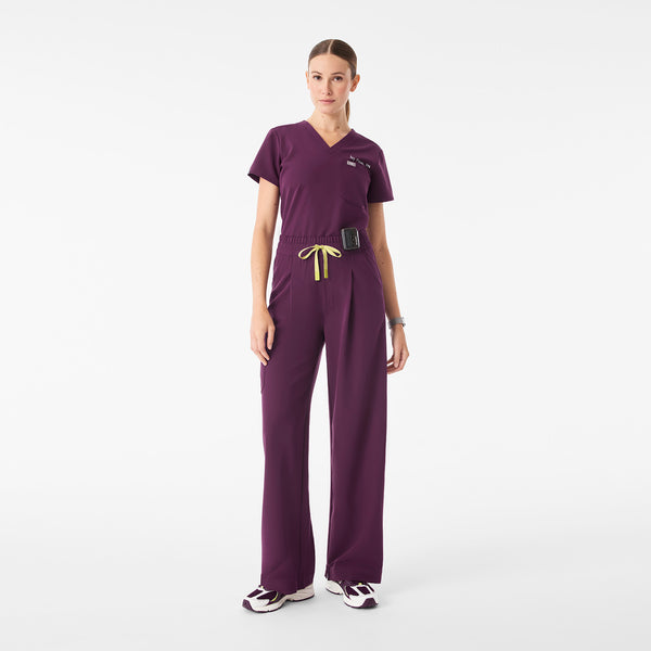 Women's Deep Purple Ultra-High-Rise Shelby Wide-Leg - Petite Scrub Pant