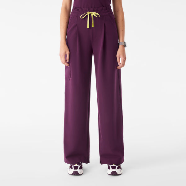 Women's Deep Purple Ultra-High-Rise Shelby Wide-Leg - Petite Scrub Pant