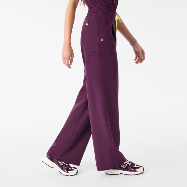 Women's Deep Purple Ultra-High-Rise Shelby Wide-Leg - Petite Scrub Pant