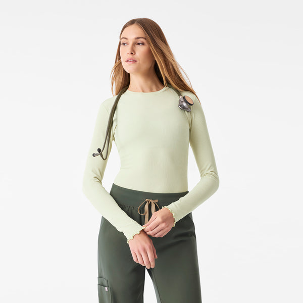 Women's Light Celery Lacey Ruffle - Long-Sleeve Underscrub