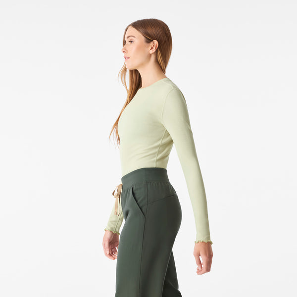 Women's Light Celery Lacey Ruffle - Long-Sleeve Underscrub