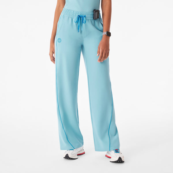 Women's Mauritius Blue Spider-Man Isabel Ruched Wide-Leg - Scrub Pant