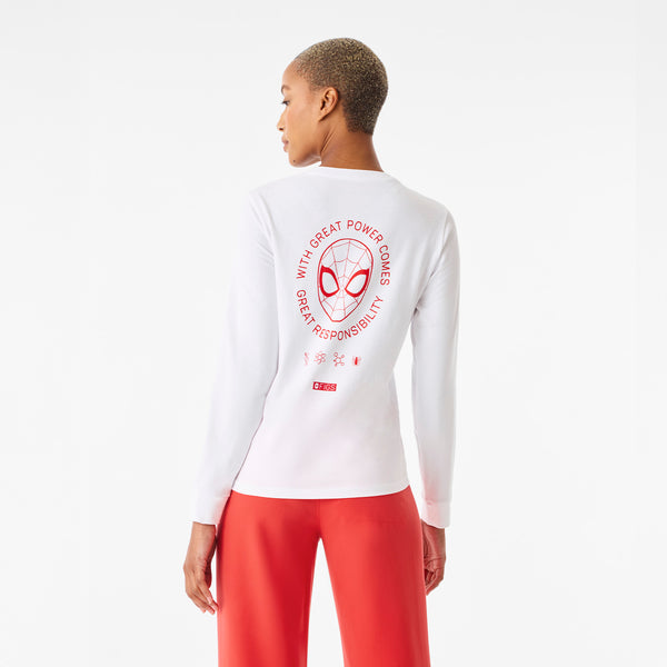 Women's Optic White Spider-Man Graphic - Long-Sleeve Underscrub