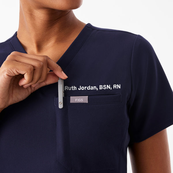 Women's Navy Everly Slim V-Neck - Scrub Top
