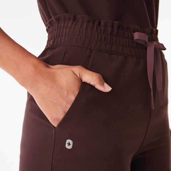 Women's Espresso Allison High-Rise Ultra-Wide-Leg - Petite Scrub Pant