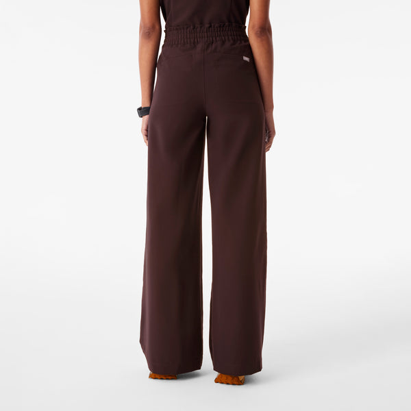 Women's Espresso Allison High-Rise Ultra-Wide-Leg - Petite Scrub Pant