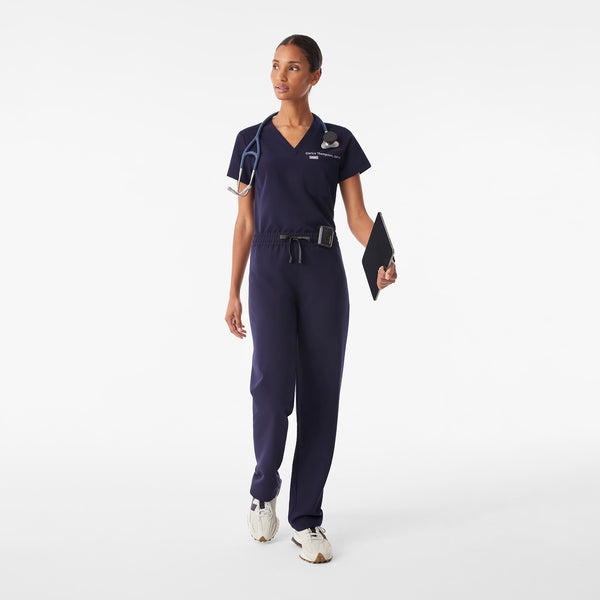 Women's Navy Livingston Ruched Mid-Rise - Petite Straight-Leg Scrub Pant™