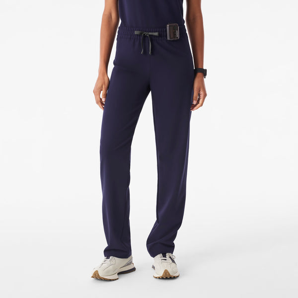 Women's Navy Livingston Ruched Mid-Rise - Petite Straight-Leg Scrub Pant™