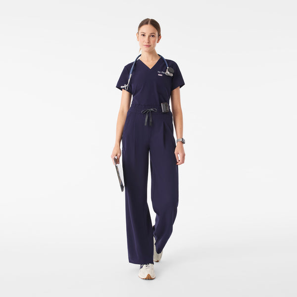 Women's Navy Ultra-High-Rise Shelby Wide-Leg - Petite Scrub Pant