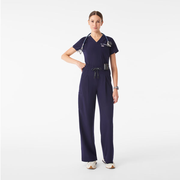 Women's Navy Ultra-High-Rise Shelby Wide-Leg - Petite Scrub Pant