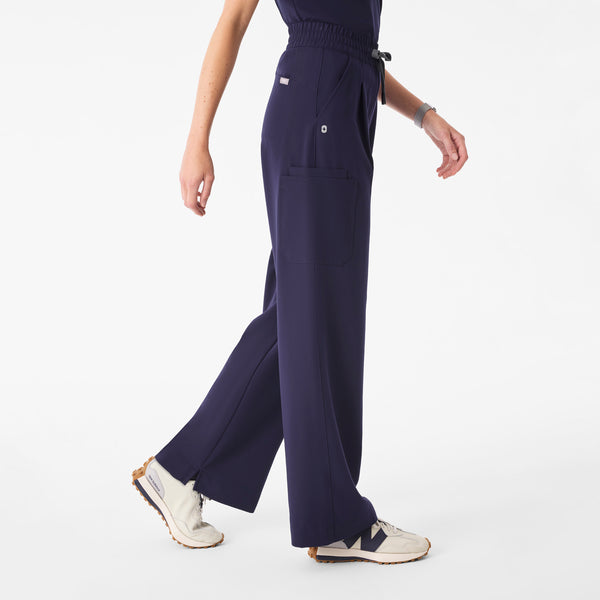 Women's Navy Ultra-High-Rise Shelby Wide-Leg - Petite Scrub Pant