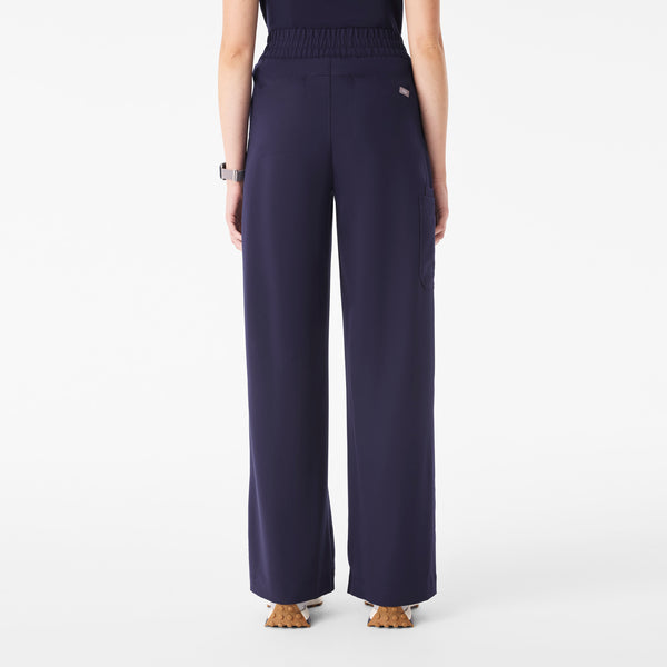 Women's Navy Ultra-High-Rise Shelby Wide-Leg - Petite Scrub Pant