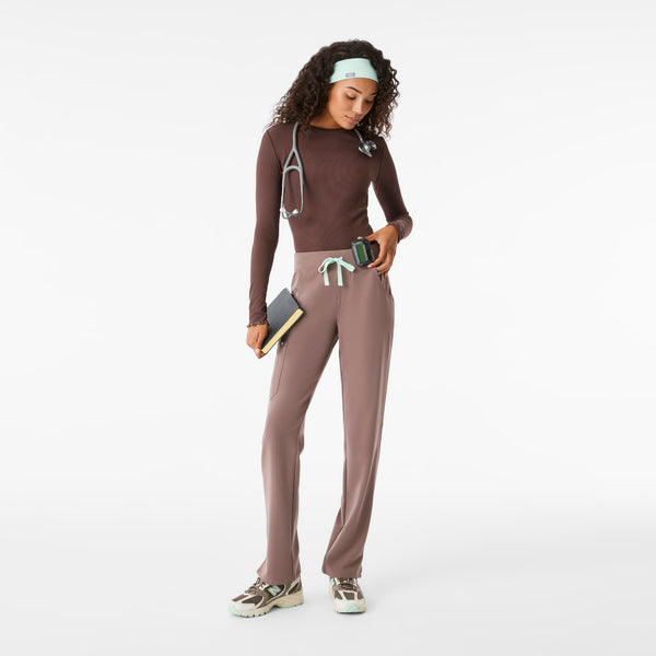 Women's Dark Smokey Taupe Lacey Ruffle - Long-Sleeve Underscrub