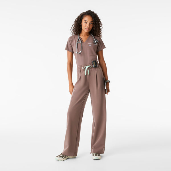 Women's Smokey Taupe Shelby Ultra-High-Rise Wide-Leg - Scrub Pant