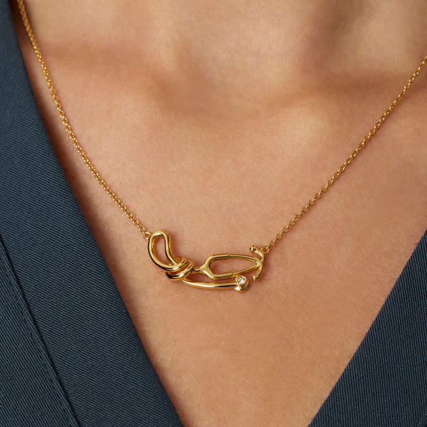 Gold Stethoscope Knot Necklace