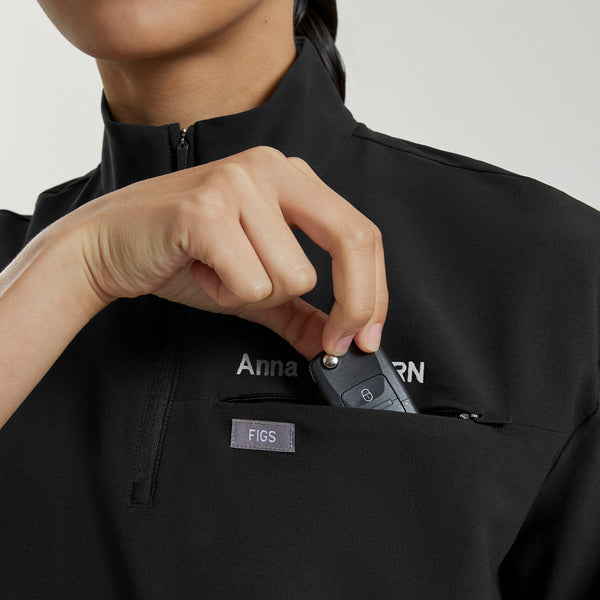 Women's Black Camrose FIBREx Mock-Neck Scrub Top