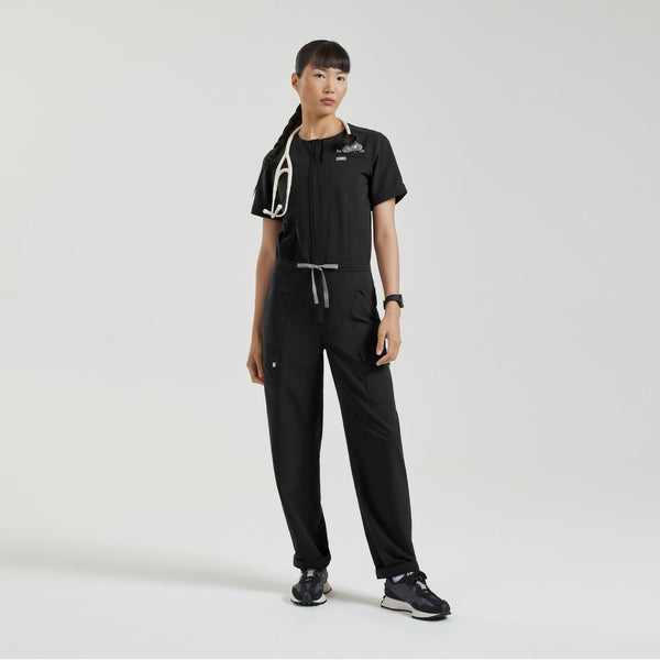 Women's Black Castella FIBREx Barrel-Leg - ScrubJumpsuit™