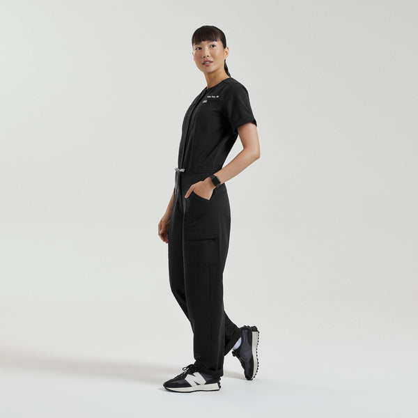 Women's Black Castella FIBREx Barrel-Leg - ScrubJumpsuit™