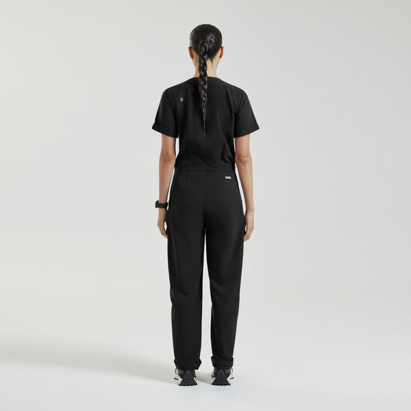 Women's Black Castella FIBREx Barrel-Leg - ScrubJumpsuit™