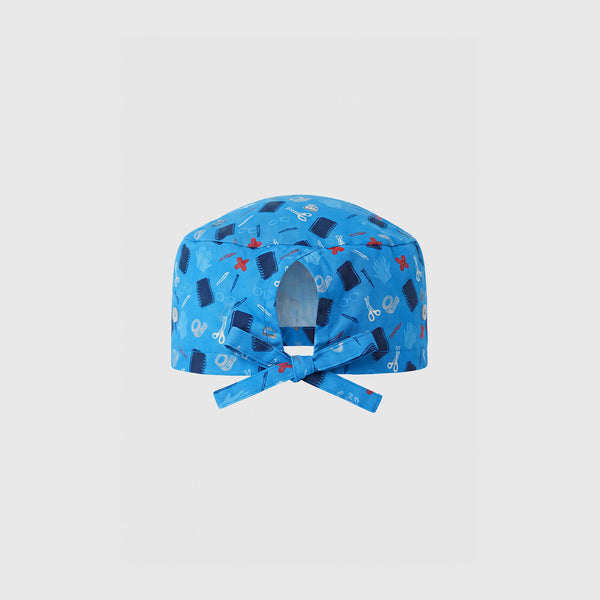 Blue Horizon Scrub In Print FIGS Scrub Cap With Buttonholes