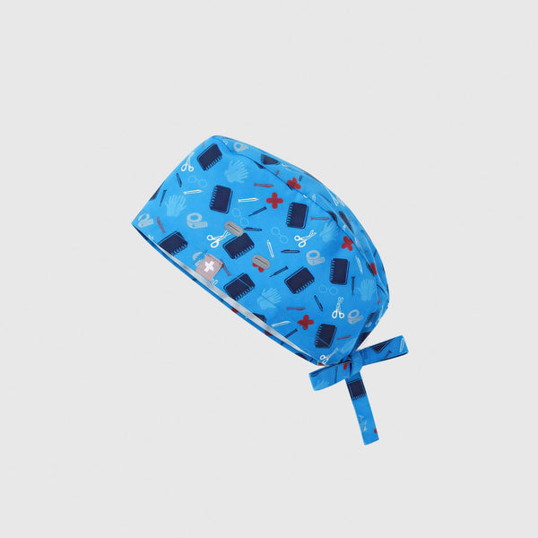 Blue Horizon Scrub In Print FIGS Scrub Cap With Buttonholes