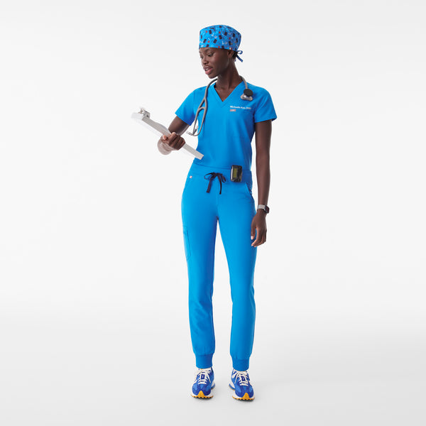 Blue Horizon Scrub In Print FIGS Scrub Cap With Buttonholes